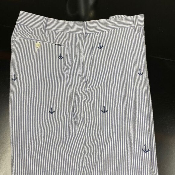 Polo Ralph Lauren Men's Casual Shorts - Blue Striped Seersucker - Size 34 - EUC - Picture 2 of 12